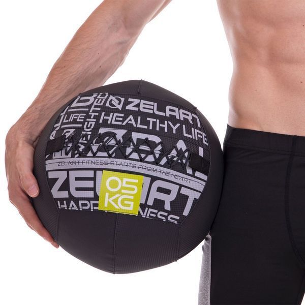 М'яч набивний медичний для кросфіту WALL BALL Zelart FI-2637-5 5кг чорний FI-2637-5 фото
