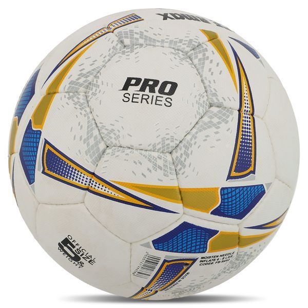 М'яч футбольний SOCCERMAX FB-9492 №5 PU білий-синій-золотий FB-9492 фото