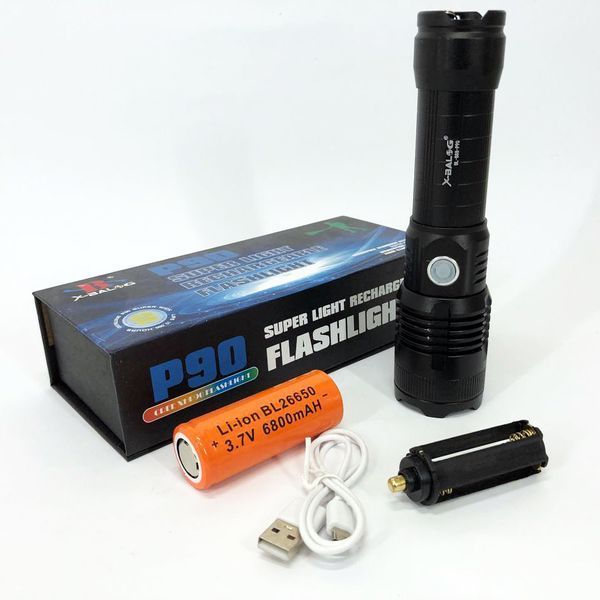 Фонарь аккумуляторный X-Balog BL-B88-P90, яркий фонарик, качественный фонарик, мощный ручной фонарик ws27893 фото