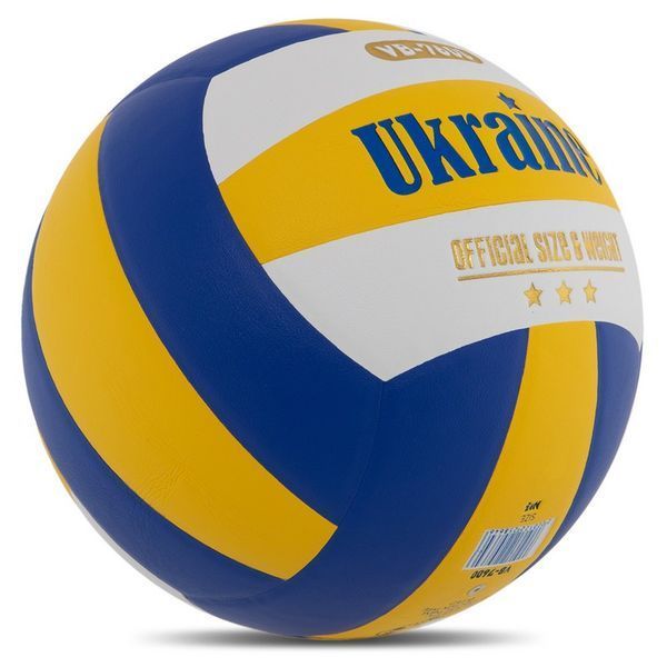 Мяч волейбольный UKRAINE VB-7600 №5 PU желтый-белый-синий VB-7600 фото