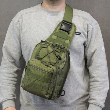 Качественная тактическая сумка, укрепленная мужская сумка рюкзак тактическая слинг. Цвет: хаки ws54857-2 фото