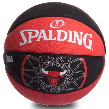 Мяч баскетбольный резиновый SPALDING NBA Team BULL OUTDOOR 83173Z размер 7 красный-черный 83173Z фото