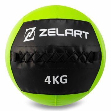 Мяч набивной медицинский для кроссфита WALL BALL Zelart FI-5168-4 4кг черный-зеленый FI-5168-4 фото
