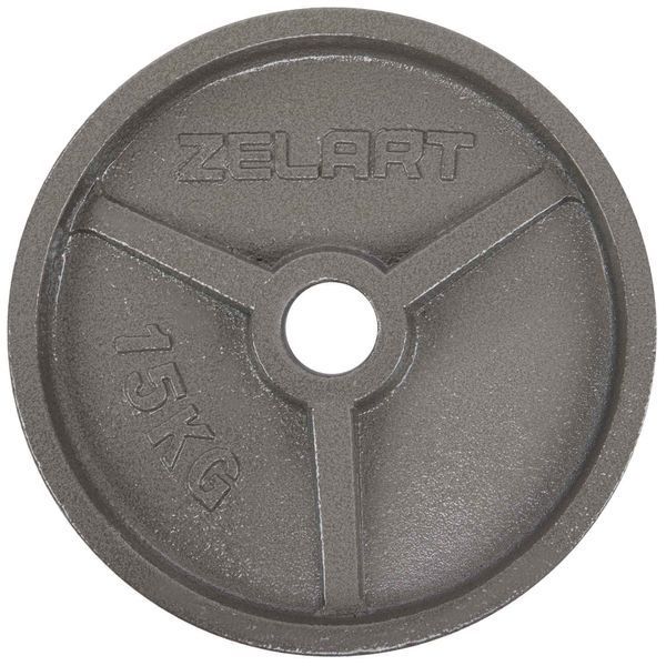 Блины диски стальные окрашенные Zelart TA-7792-15 52мм 15кг серый TA-7792-15 фото