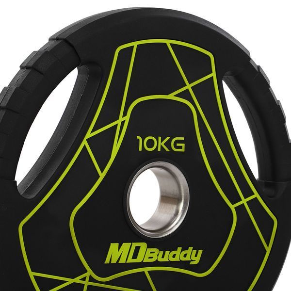 Млинці диски поліуретанові з потрійним хватом та металевою втулкою MD Buddy TA-9647-10 51мм 10кг чорний TA-9647-10 фото