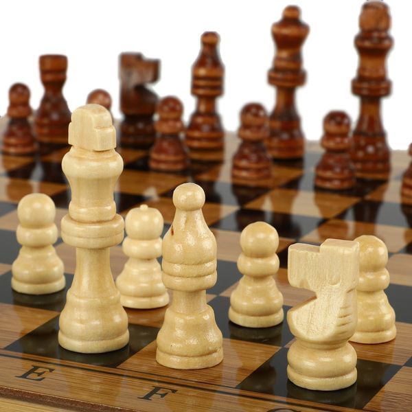 Шахматы шашки нарды 3 в 1 набор настольных игр из бамбука SP-Sport 341-162 размер 35х35см 341-162 фото