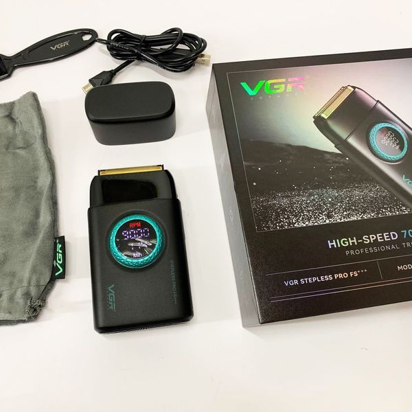 Електробритва VGR V-378 BLACK шейвер, подвійне лезо, регулювання потужності 7000-9000 RPM. Колір: чорний ws68449-1 фото