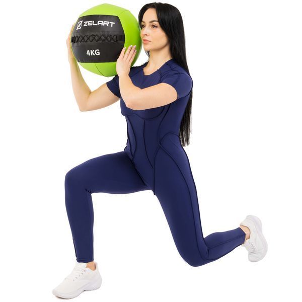М'яч набивний медичний для кросфіту WALL BALL Zelart FI-5168-4 4кг чорний-зелений FI-5168-4 фото
