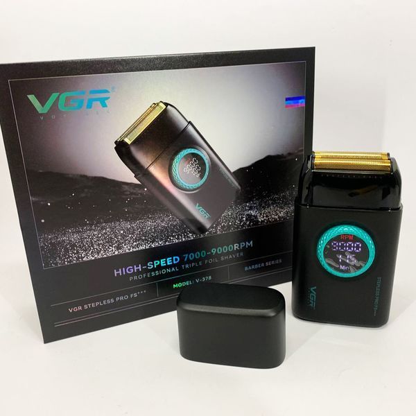Електробритва VGR V-378 BLACK шейвер, подвійне лезо, регулювання потужності 7000-9000 RPM. Колір: чорний ws68449-1 фото