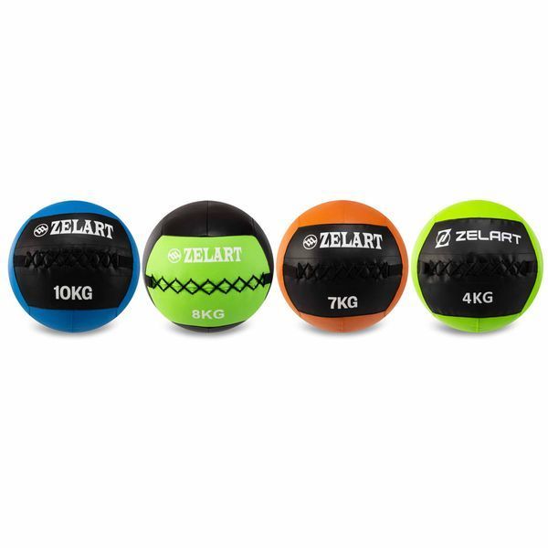 М'яч набивний медичний для кросфіту WALL BALL Zelart FI-5168-4 4кг чорний-зелений FI-5168-4 фото