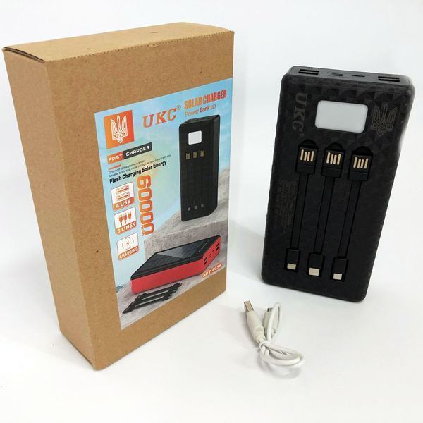 Портативная мобильная зарядка (Павербанк) POWER BANK SOLAR 60000MAH, переносной аккумулятор для телефона ws17847 фото