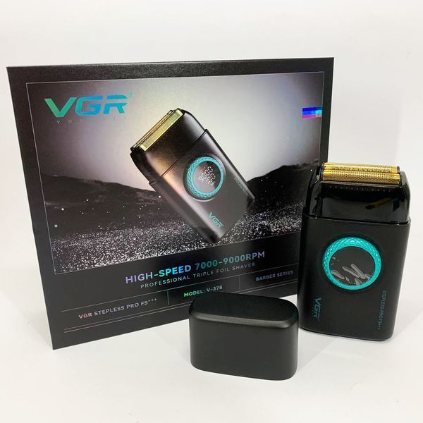Електробритва VGR V-378 BLACK шейвер, подвійне лезо, регулювання потужності 7000-9000 RPM. Колір: чорний ws68449-1 фото