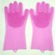 Силиконовые перчатки Magic Silicone Gloves Pink для уборки чистки мытья посуды для дома. Цвет: розовый ws22283 фото 5