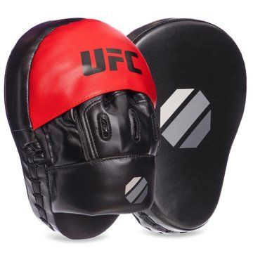 Лапа боксерская изогнутая тренировочная PU UFC UHK-69754 26x19x5,5см 2штуки черный-красный UHK-69754 фото