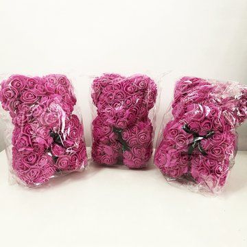 Лучший подарок: мишка из искусственных 3D роз 25 см. Цвет: фиолетовый ws75291-3 фото