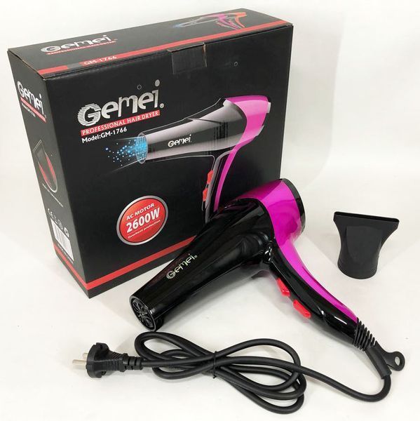 Фен GEMEI GM-1766 2.6 кВт АС, жіночий фен для волосся, електрофен для волосся. Колір: фіолетовий ws88447-1 фото