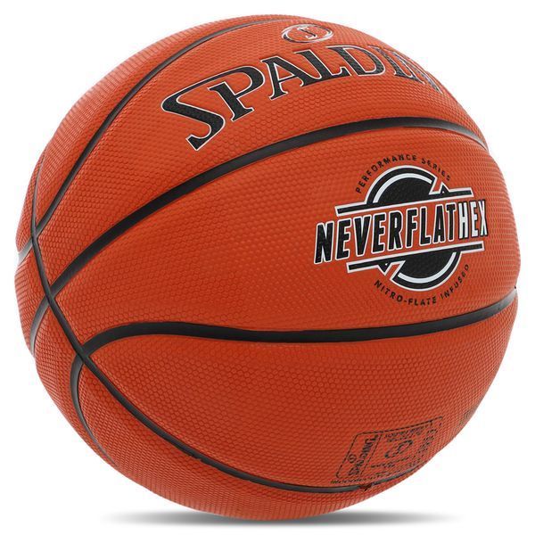 М'яч баскетбольний гумовий SPALDING NEVERFLAT HEX 84440Y розмір 7 помаранчевий 84440Y фото