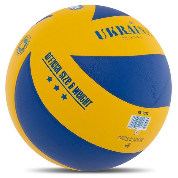 Мяч волейбольный UKRAINE VB-7300 №5 PU желтый-синий VB-7300 фото
