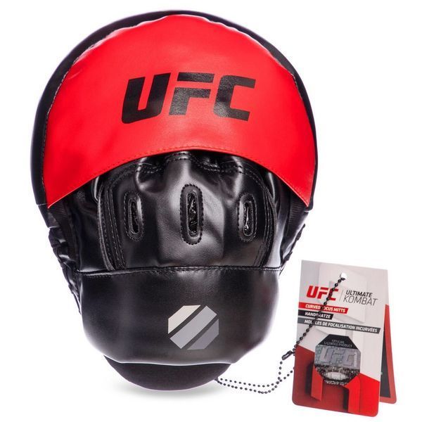 Лапа боксерська вигнута тренувальна PU UFC UHK-69754 26x19x5,5см 2штуки чорний-червоний UHK-69754 фото