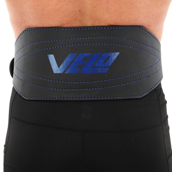 Пояс атлетический кожаный VELO VL-9742 спинка-15см размер-S-XXL черный-синий VL-9742 фото