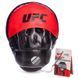 Лапа боксерська вигнута тренувальна PU UFC UHK-69754 26x19x5,5см 2штуки чорний-червоний UHK-69754 фото 7