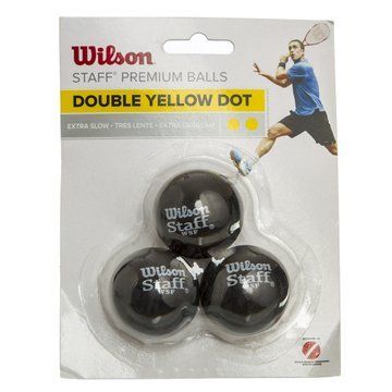 Мяч для сквоша WILSON STAFF DOUBLE YEL DOT WRT618100 3шт черный WRT618100 фото