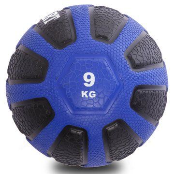 Медбол мяч медицинский Medicine Ball Zelart FI-0898-9 9кг черный-синий FI-0898-9 фото