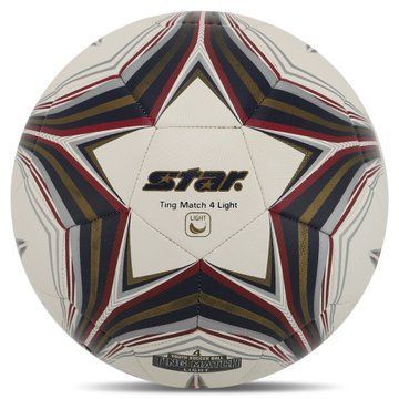 Мяч футбольный гибридная сшивка STAR TING MATCH 4 LIGHT HYBRID SB3144L №4 PU белый-золотой SB3144L фото
