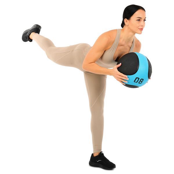 М'яч медичний медбол Medicine Ball LiveUp LP8112-8 8кг чорний-синій LP8112-8 фото
