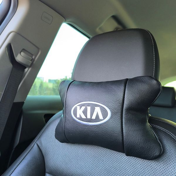 Автодушки 2 шт на подголовник Kia/Киа, натуральная кожа, черные, Подголовник для авто с комфортом ws85941 фото