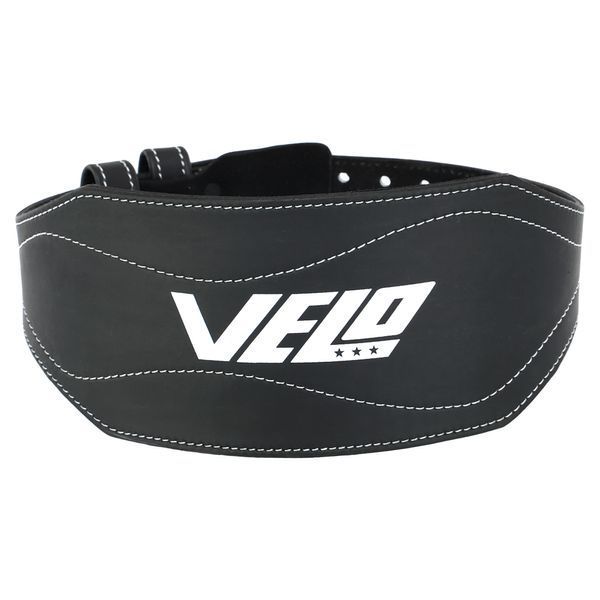 Пояс атлетический кожаный VELO VL-9741 спинка-15см размер-S-XXL черный-белый VL-9741 фото