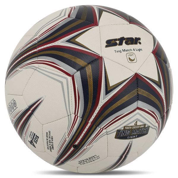 Мяч футбольный гибридная сшивка STAR TING MATCH 4 LIGHT HYBRID SB3144L №4 PU белый-золотой SB3144L фото