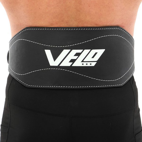 Пояс атлетический кожаный VELO VL-9741 спинка-15см размер-S-XXL черный-белый VL-9741 фото