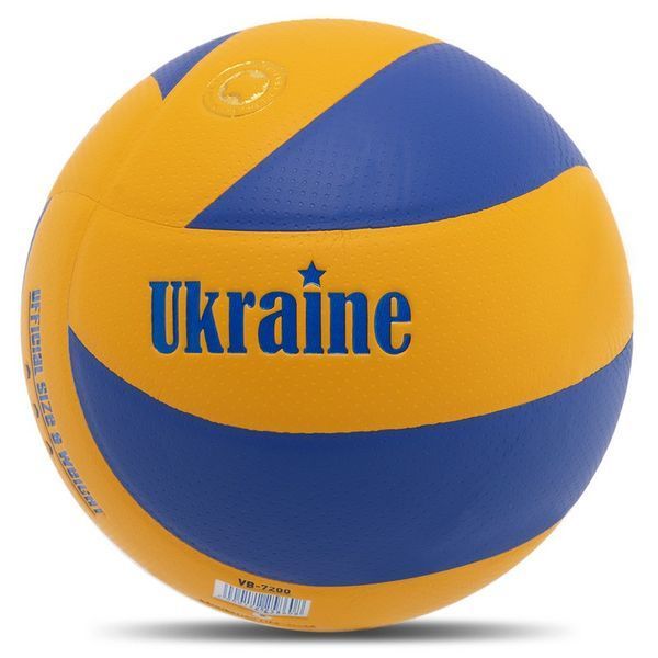 Мяч волейбольный UKRAINE VB-7200 №5 PU желтый-синий VB-7200 фото