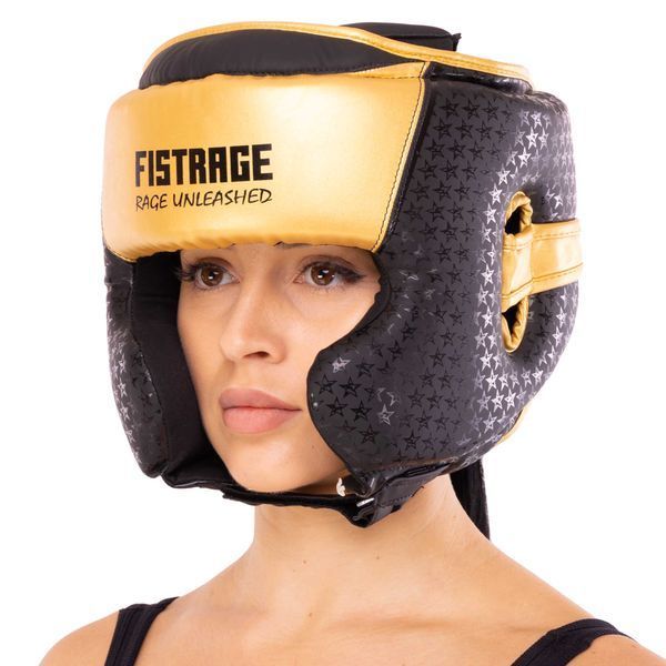 Шлем боксерский в мексиканском стиле FLEX FISTRAGE VL-5500 S-XL черный-золотой S VL-5500 фото