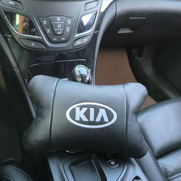 Автодушки 2 шт на подголовник Kia/Киа, натуральная кожа, черные, Подголовник для авто с комфортом ws85941 фото