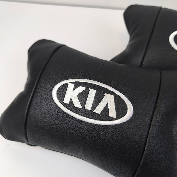 Автодушки 2 шт на подголовник Kia/Киа, натуральная кожа, черные, Подголовник для авто с комфортом ws85941 фото