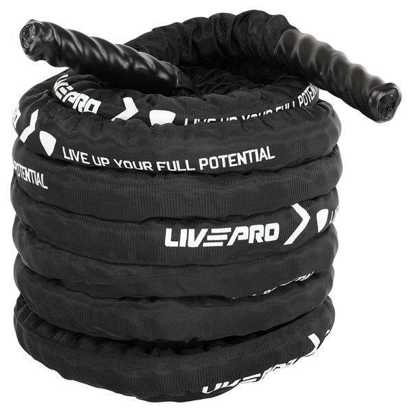Канат для кроссфита в защитном рукаве BATTLE ROPE LiveUp LP8172-15 15м черный LP8172-15 фото