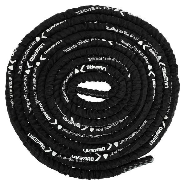 Канат для кроссфита в защитном рукаве BATTLE ROPE LiveUp LP8172-15 15м черный LP8172-15 фото