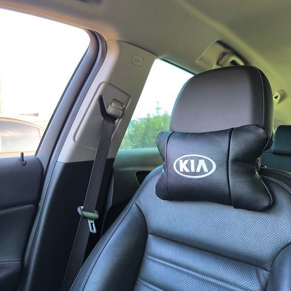 Автодушки 2 шт на подголовник Kia/Киа, натуральная кожа, черные, Подголовник для авто с комфортом ws85941 фото