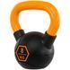 Гиря тренувальна цільна гумова з пофарбованою ручкою LiveUp Urethane competition kettlebell UAZE5336-8 вага 8кг чорний-помаранчевий UAZE5336-8 фото 2