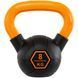 Гиря тренувальна цільна гумова з пофарбованою ручкою LiveUp Urethane competition kettlebell UAZE5336-8 вага 8кг чорний-помаранчевий UAZE5336-8 фото 1