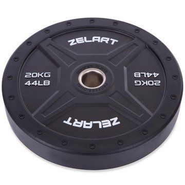 Бамперные диски резиновые Bumper Plates Zelart TA-2258-20 50,4мм 20кг черный TA-2258-20 фото