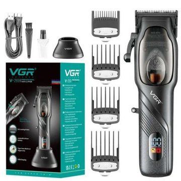 Машинка для стрижки волосся VGR V-269 (професійна) з дисплеєм та 4 насадками, окантувальна машинка ws62767 фото
