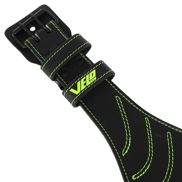 Пояс атлетический кожаный VELO VL-9739 спинка-15см размер-S-XXL черный-салатовый VL-9739 фото