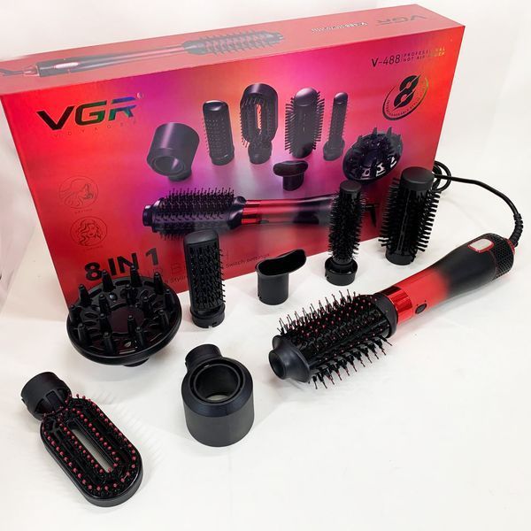 Фен-щітка стайлер VGR 8 в 1 V-488. Колір: червоний ws81639-1 фото