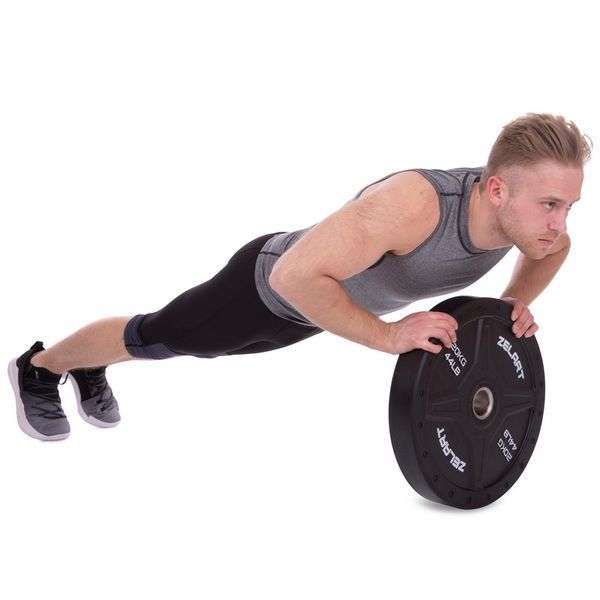 Бамперные диски резиновые Bumper Plates Zelart TA-2258-20 50,4мм 20кг черный TA-2258-20 фото