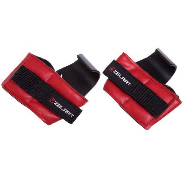 Крюки для подтягивания и тяги на запястья Zelart SB-167058 2шт черный-красный SB-167058 фото