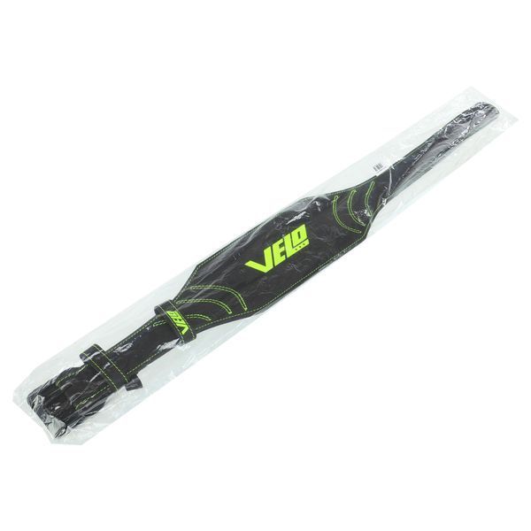 Пояс атлетический кожаный VELO VL-9739 спинка-15см размер-S-XXL черный-салатовый VL-9739 фото