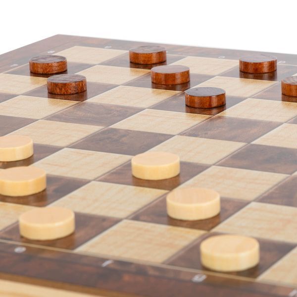 Шахматы шашки нарды 3 в 1 набор настольных игр деревянные Xinliye W7723B размер 34см x 34см х 2см W7723B фото